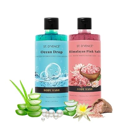 ST. D'VENCE Double Bubble Body Wash Combo (Ocean + Pink Salt, 500 ml x 2)