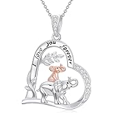Cargari Animal Mother with cubs Pendant Necklace, 925 Sterling Silver I Love You Forever Mother Daughter Necklace, Birthday Christmas Mother's Day Animal Jewelry Gifts