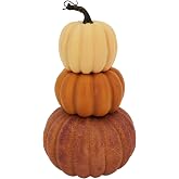 Ashland 14" Cream, Orange &amp; Red Decorative Pumpkin Stack