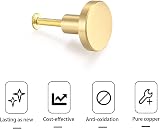 LJHOME Brass Round Cabinet Knobs 4 Pcs Gold Single Hole Handles with Screws view 3