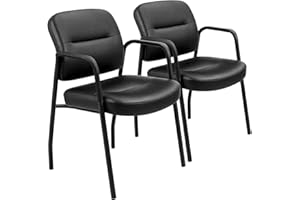 Devoko Waiting Room Office Reception Chairs Executive Leather Guest Chairs with Armrest Ergonomic Upholstered Lumbar Support Side Chairs (2 Pack)
