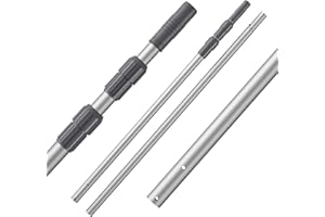 MOWEND 11 Foot Aluminum Telescopic Swimming Pool Pole - 4 Adjustable Connecting Sections, Expandable Step-Up Length - Attach Connect Skimmer Nets, Rakes, Brushes, Vacuum Heads, Maintenance