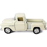 KiNSMART 1955 Chevrolet Stepside Pickup Truck 5 Inch 1:32 Scale Die Cast Metal Little Truck (White)
