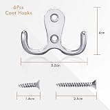 Gorffy 6Pcs Door Hooks Silver Double Heavy Duty Coat Hooks with 24 Screws view 2