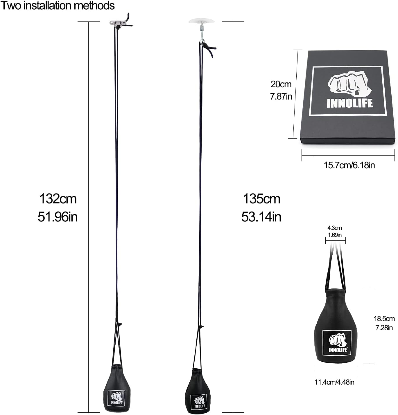 INNOLIFE Boxing Dodge Hide Speed Bag Leather Ball MMA Pendulum Training (Without Filler) : Sports & Outdoors