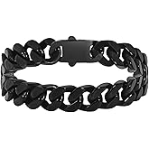 MISWOYI Cuban Link Bracelet for Men Waterproof 316L Stainless Steel Bracelet Width 5mm/7mm/9mm/12mm, 7.5"/8.3"/9" Length, Miami Cuban Bracelet for Men Hip Hop Jewelry Men Gift