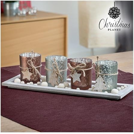 Centrotavola Natalizi Amazon.Centrotavola Natalizio Portacandele Christmas Planet Amazon It Casa E Cucina