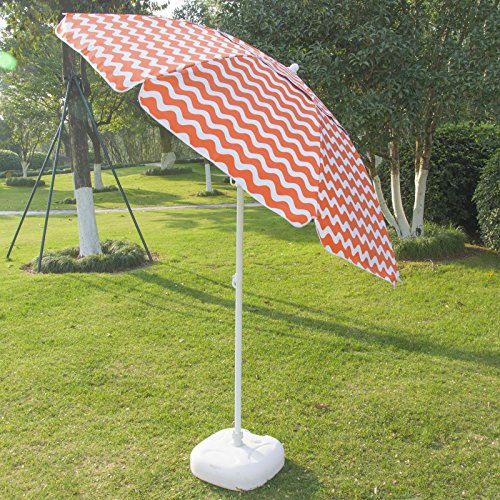Caymus 7 Ft Acrylic Orange And White Striped Patio Pole Beach Umbrella 8 Ribs With Carry Bag Buy Online In El Salvador At Desertcart