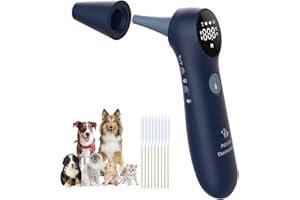 Pet Ear Thermometer for Dogs, Cats, and Livestock, Long Probe Designed, ℃/ ℉ Convert and Sound Switch Dedicated Button, 1 Sec