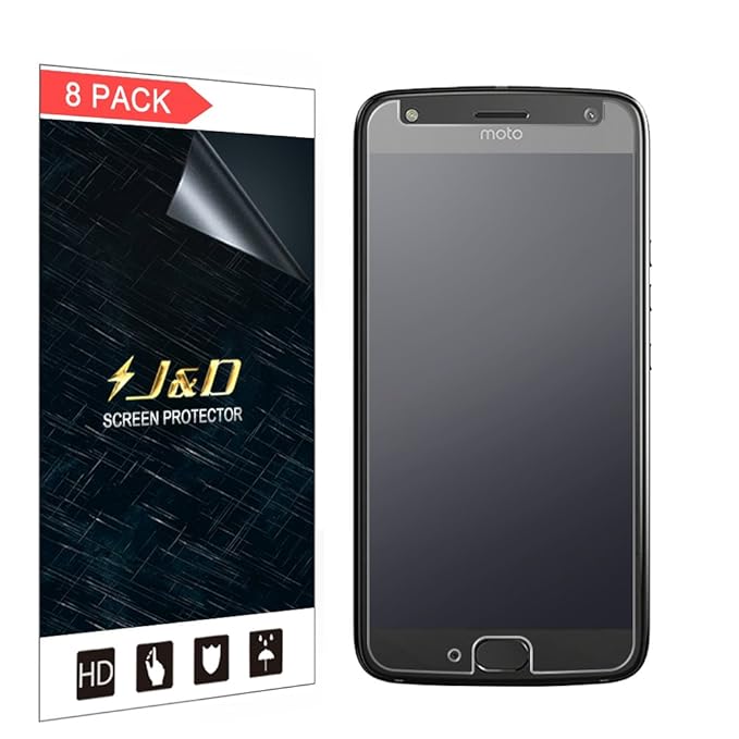 J&D Kompatibel für 8er Packung Moto X4 Displayschutzfolie, [Antireflektierend] [Anti Fingerabdruck] [Nicht Ganze Deckung] Hoc