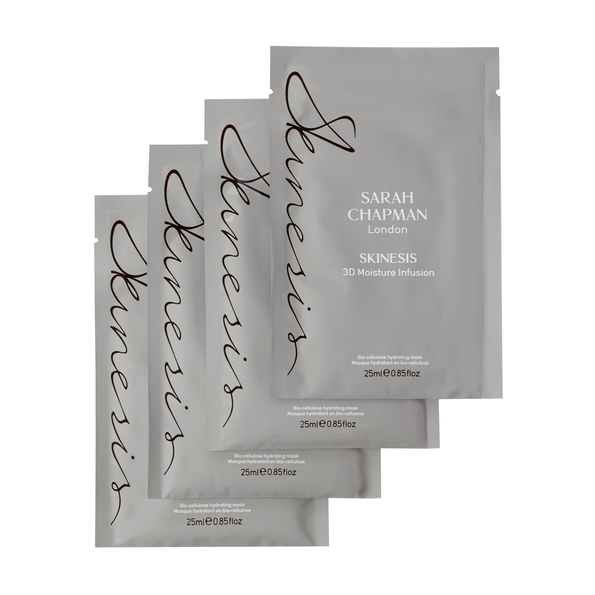 Sarah Chapman Skinesis 3D Moisture Infusion Face Mask Kit – Pack of 4 Hydrating Sheet Masks with Hyaluronic Acid – Luminous Glow Skincare – Cruelty-Free, Paraben-Free