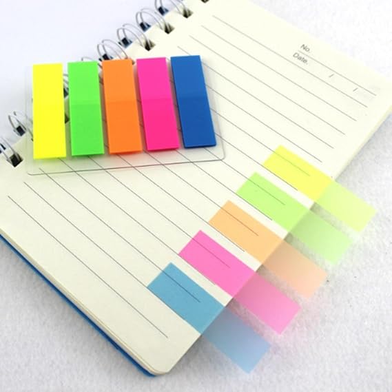 Demiawaking 100Pcs Plastic Index Tabs Flags Sticky Notes Page Marker