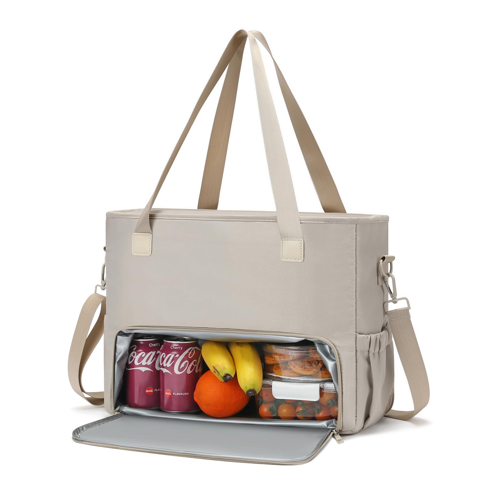 Photo 1 of Lunch Tote Bag for Women, Teacher Tote Bag 15.6 inch Laptop Bags with Insulated Lunch Compartment, Casual Work Bag Nurse Bags Computer Messenger Bag, Laptop Briefcase for Office, Travel, Khaki