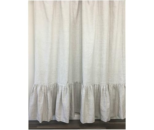 Amazon Com Natural Linen Shower Curtain With Mermaid Long Ruffles