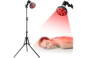 Wolezek Red Light Therapy with Stand for Face and Body, New 18 LEDs Red Light Therapy Lamp with 660nm Red and 850nm Near-Infrared Combo Wavelength Bulb, Included 15"-61" Adjustable Tripod