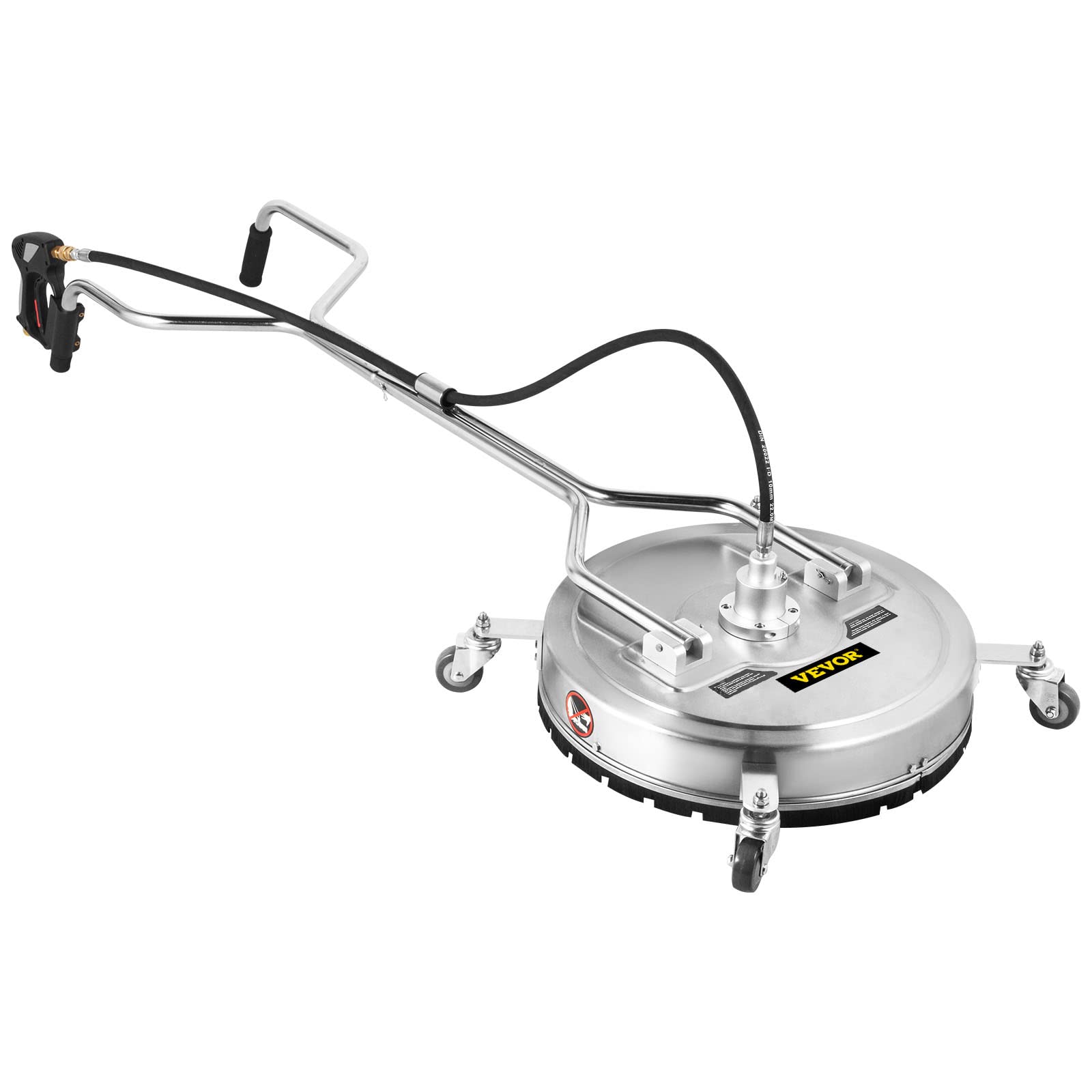 VEVOR Pressure Washer Surface Cleaner, 24'', Max. 4000 PSI Pressure by 2 Nozzles for Cleaning Driveways, Sidewalks, Stainless Steel Frame w/Rotating Dual Handle, Wheels, Fit for 3/8'' Quick Connector