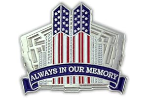 PinMart's 9/11 September 11th Patriotic Twin Towers Lapel Pin – 9/11 Memorabilia and Pentagon Remembrance – Commemorative Enamel Pins for Veterans, Events, Backpacks, Hats - Single or Bulk Packs