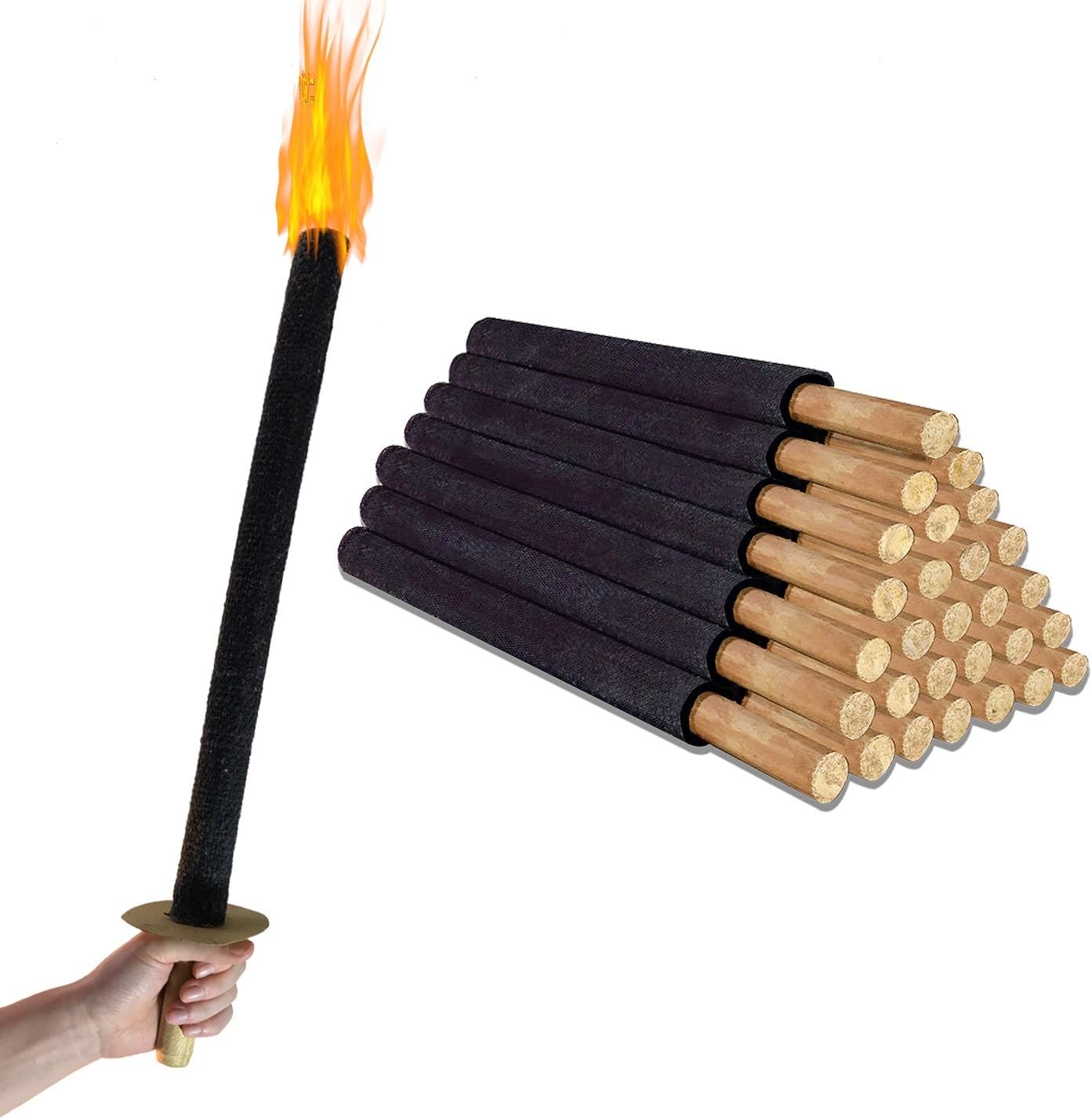 21 Fackeln von Avantina - Hochwertige 80 Min. Wachs-Fackeln inkl. 21 x Handschutz, mit Extra Langem Griff, Sicherer Spaß mit Fackeln für Nachtwanderung und Veranstaltungen
