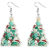 MALOYANVE Christmas Animal Earrings for Women Cute Acrylic Dinosaur Cat Raccoon Yak Alpaca Koala Dangle Stud Earrings Joy Holiday Jewelry