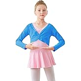 Daydance Girl's Dance Crop Tops Ballet Wrap Shrug Sweater Long Sleeve