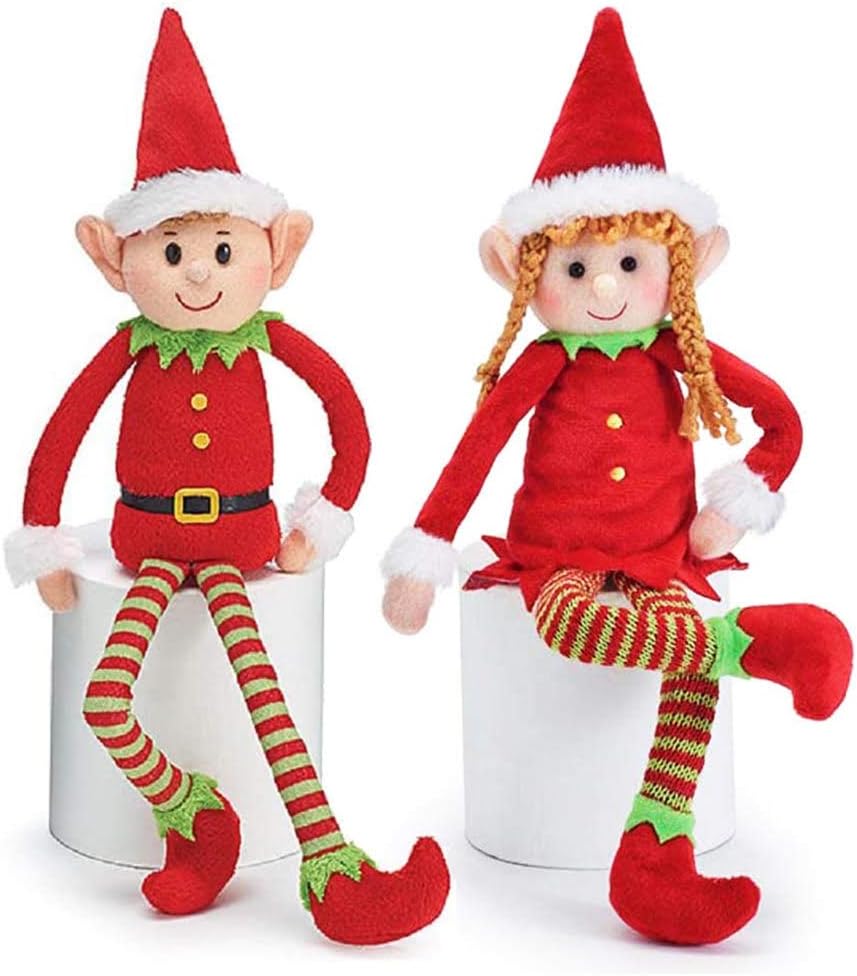 Posable - Juego de elfos de peluche para niño y niña con brazos y