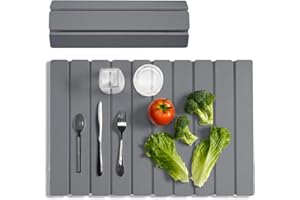 Meowoo Stone Dish Drying Mat for Kitchen Counter,23.6inx15.3in Drying matt for Dishes,Foldable Diatomaceous Earth Quick-Dryin