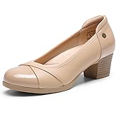 DREAM PAIRS Women's Pumps Low Chunky Block Closed Toe Shoes Work Comfortable Heels Round Toe Dress