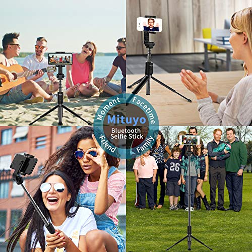 Extended Version-Bluetooth Selfie Stick Tripod Monopod with Wireless Remote Shutter Compatible with iPhone, Samsung, Huawei, Other Smartphones (Extened Version-Black, Standard)