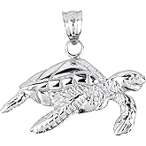 Claddagh Gold 925 Sterling Silver Sea Turtle Charm Pendant