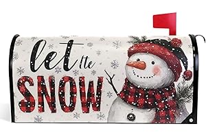 Vdsrup Winter Snowman Mailbox Cover Let It Snow Mailbox Covers Magnetic Mail Wraps Post Letter Box Cover Garden Decor Standard Size 18" X 21"