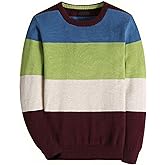 BASADINA Boys' Long Sleeve Sweater Pullover 100% Cotton Multicolor Stripe Sweaters