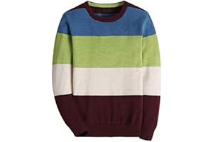 BASADINA Boys' Long Sleeve Sweater Pullover 100% Cotton Multicolor Stripe Sweaters