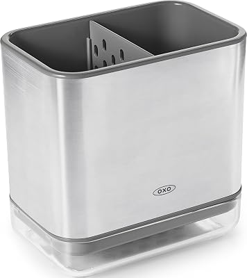 Boas pegadas Suporte para utensílios de lava-loiça, em aço inoxidável, independente, 21,33 x 12,06 x 15,87 cm