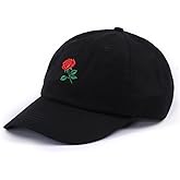 Rose Embroidered Dad Hat Women Men Cute Adjustable Cotton Floral Baseball Cap