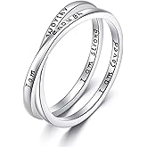 ONEFINITY I Am Enough Rings 925 Sterling Silver I Am Enough I Am Worthy Ring Inspirational Jewelry for Women