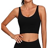 Lemedy Women Sports Bra Longline Crop Tank Top Padded Workout Running Yoga
