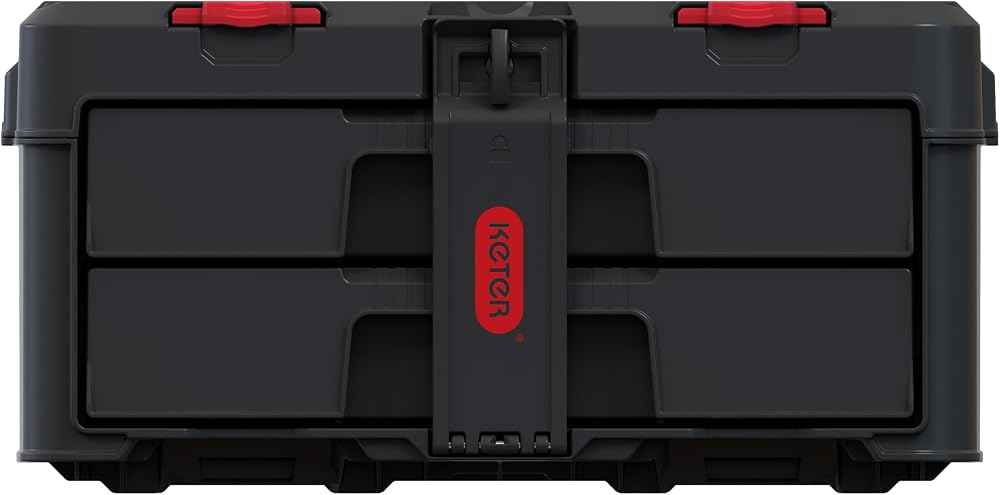 Keter Stack n' Roll 2 Drawer Tool Storage Box Black