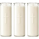 Natural Soy Wax Prayer Candles,7 Day White Prayer Candle in Glass, 150-Hour Long Burning Unscented, Large Devotional Pillar Candles for Catholic Church, Memorial, Altar, Vigil (White, 3PCS)