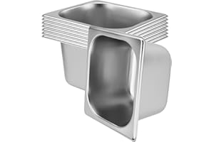 SINJEUN 8 Pack 1/6 Size x 4 Inch Deep Steam Table Pans, Stainless Steel Steam Pan Catering Food Pan for Restaurant, Hotel, Catering, Silver