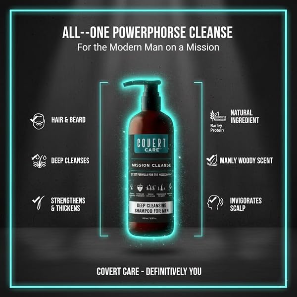 COVERT CARE MEN’S THICKENING SHAMPOO FOR THINNING HAIR – STRENGTHENS HAIR, BOOSTS VOLUME, NOURISHES SCALP, AND ACTIVATES ROOTS FOR FULLER, STRONGER-LOOKING HAIR