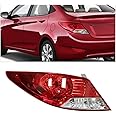 Tsomony For Hyundai Accent Sedan 2012 2013 2014 Halogen Tail Light Rear Lamp Driver Side Replacement Clear&Red Lens (Left Side)