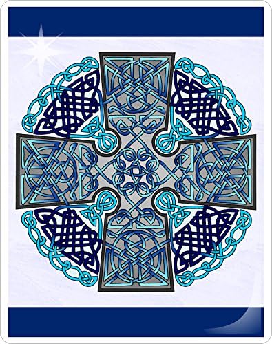 Celtic Art Cross Mandalynth Laminated Card: Focus Tools for Stress, Anxiety, PTSD, ADHD & Autism (Blue)