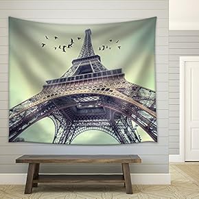 Window to Paris. Architecture of Paris .France. Europe - Fabric Wall Tapestry Home Decor - 51x60 inches