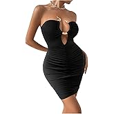 Floerns Women's Cut Out Strapless Tube Dresses Snake Linked Party Bodycon Mini Dress