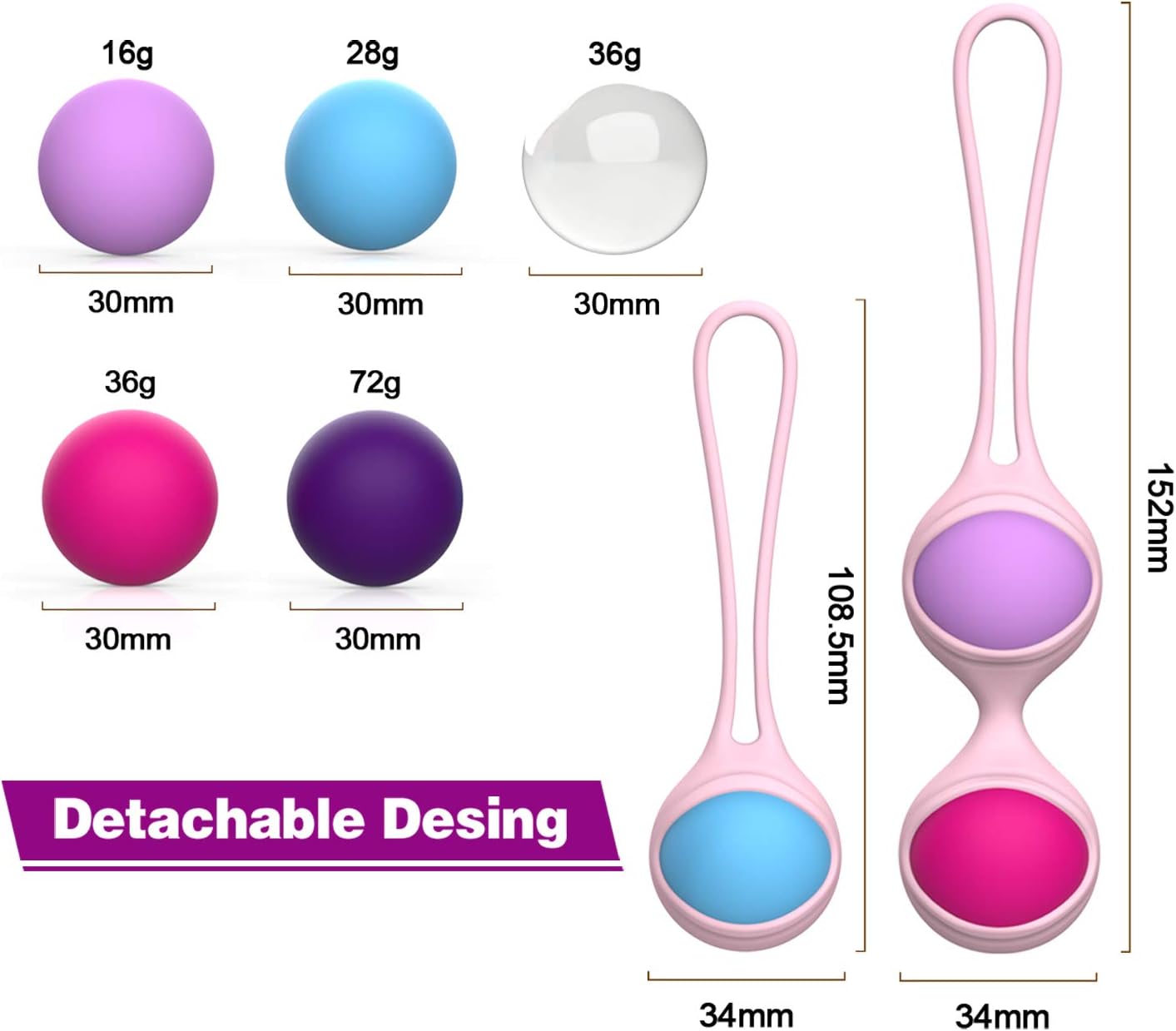 Kegel Exercise Weights - Ben Wa Kegel Balls Weighted Exercise Training Kit - Doctor Recommended Bladder Control Device & Pelvic Floor Exercise for Women & Post-Pregnancy Recover: Health & Personal Care