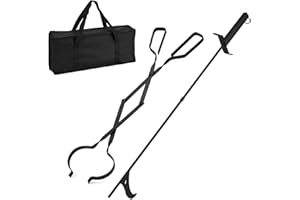ZBXFCSH Heavy Duty Fireplace Fire Pit Campfire Bonfire Fire Tong and 32 inch Long Fire Poker Set with Traveling bag, firewood Grabber Tool for Wood-Burning for Solo Firepit Indoor and Outdoor use