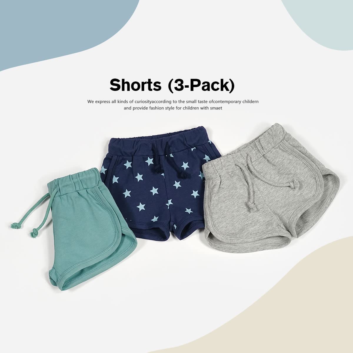 Teach Leanbh Toddler Baby Boys Girls 3 Pack Athletic Shorts Cotton Soild Color Printing with Drawstring