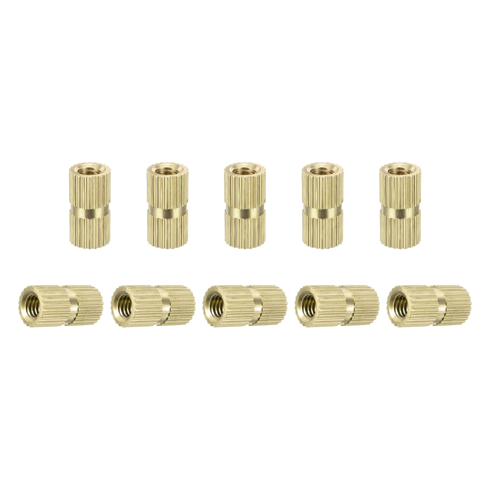 DTGN M4x12x6.4mm(IDxLxOD) Knurled Insert Nuts - 100 Pack - Good for Plastic Shells - Brass Female Thread Heat Set Inserts Embedment Nut
