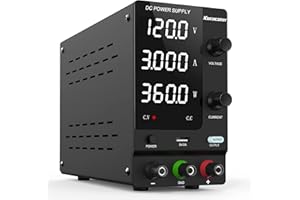 IKococater DC Power Supply Variable 120V 3A with Output Switch, Adjustable Regulated Switching Bench Power Supply with 4-Digits LED Power Display, 5V/2A USB Interface, Accurate Encoder Adjustment Knob