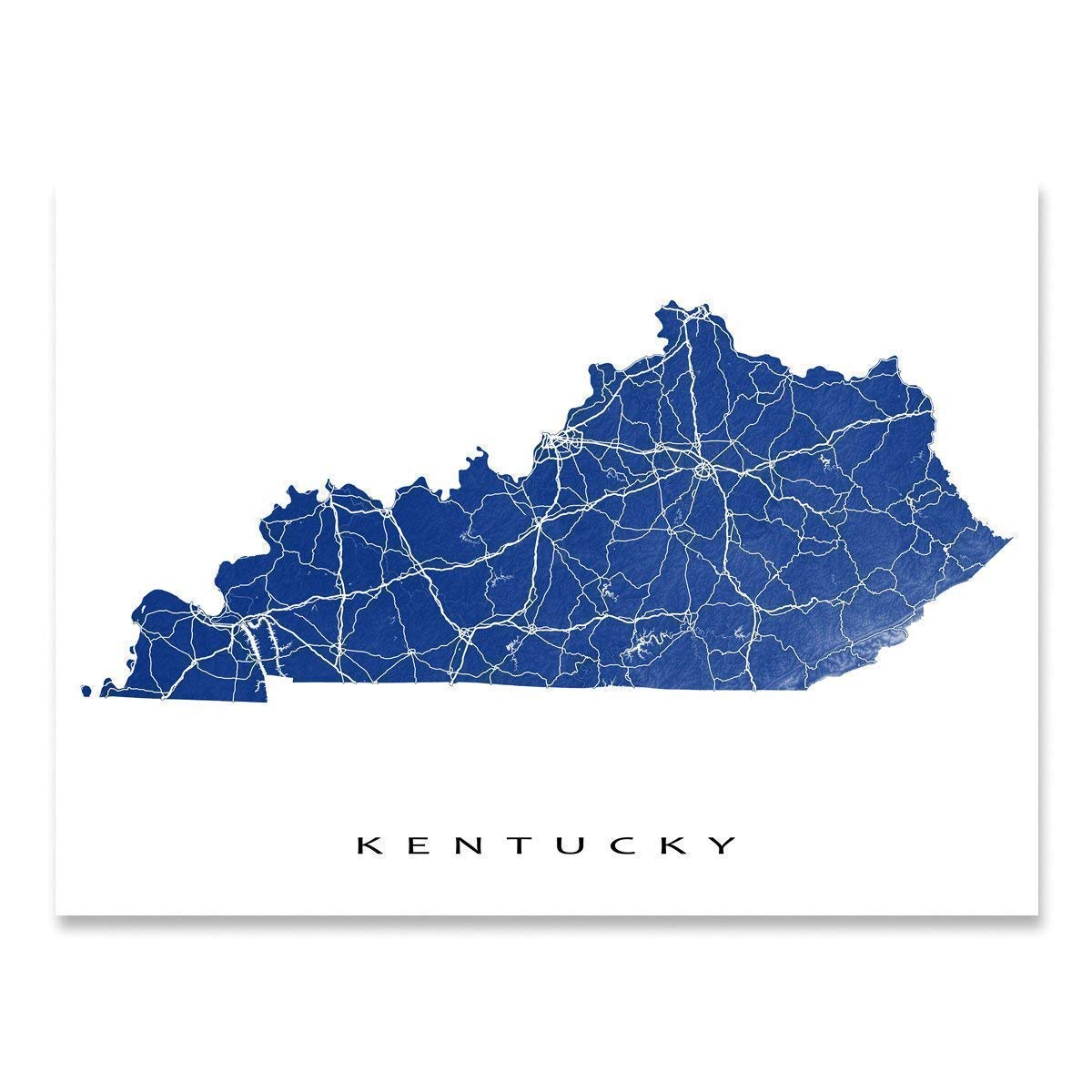 Amazon.com: Kentucky Map Wall Art Print 8x10, Kentucky Map Poster 24x36